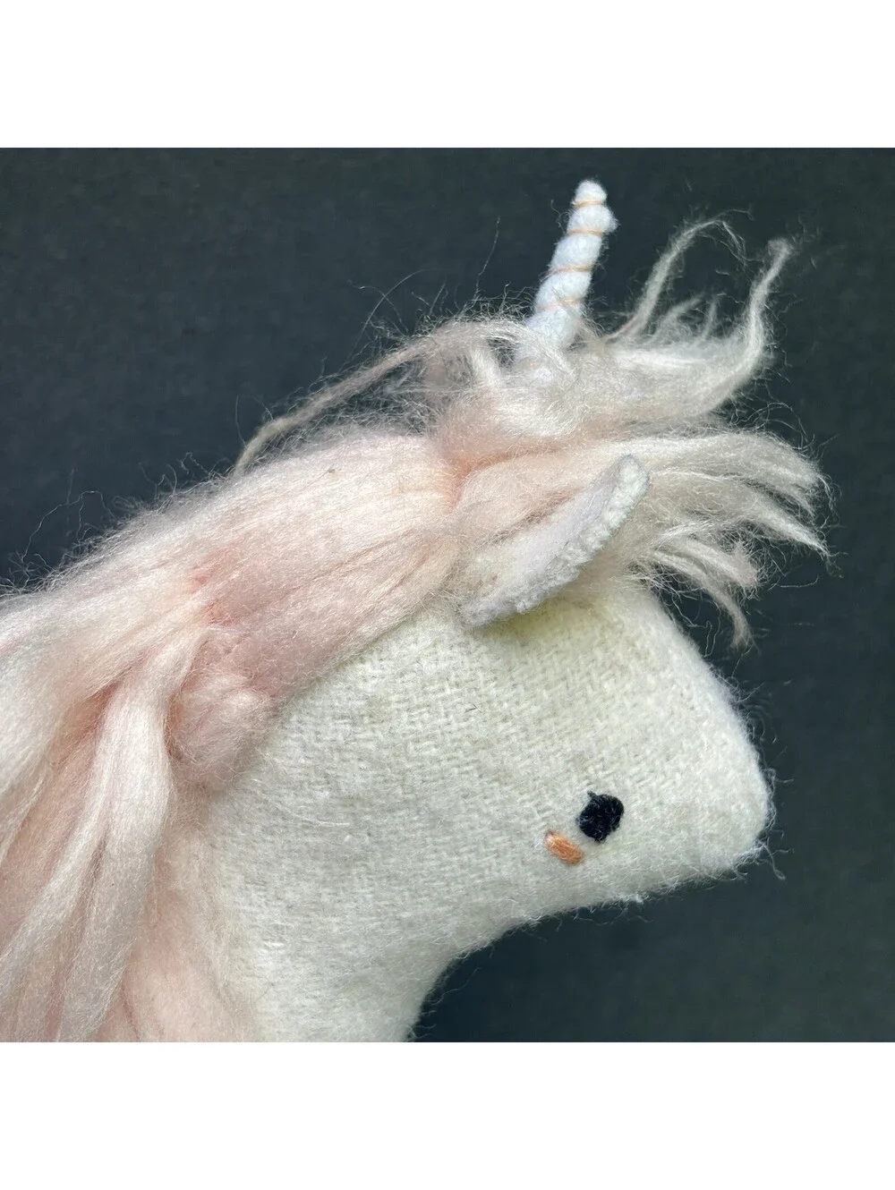 Crate and Barrel Land of Nod White Unicorn Plush Stuffed Animal Wool Blend 9”